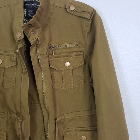 LIVE A LITTLE Utility Jacket Olive Green Sz S - Picture 4 of 6